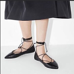 ZARA animal print tied ballet flats